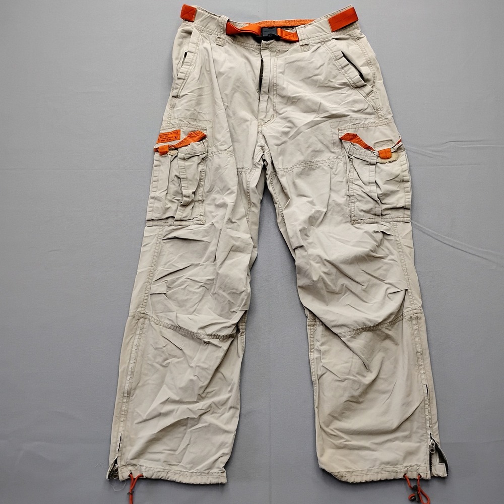 Abercrombie & Fitch Paratroops Cargo Pants Mens Small Tan Orange Belted 30x30